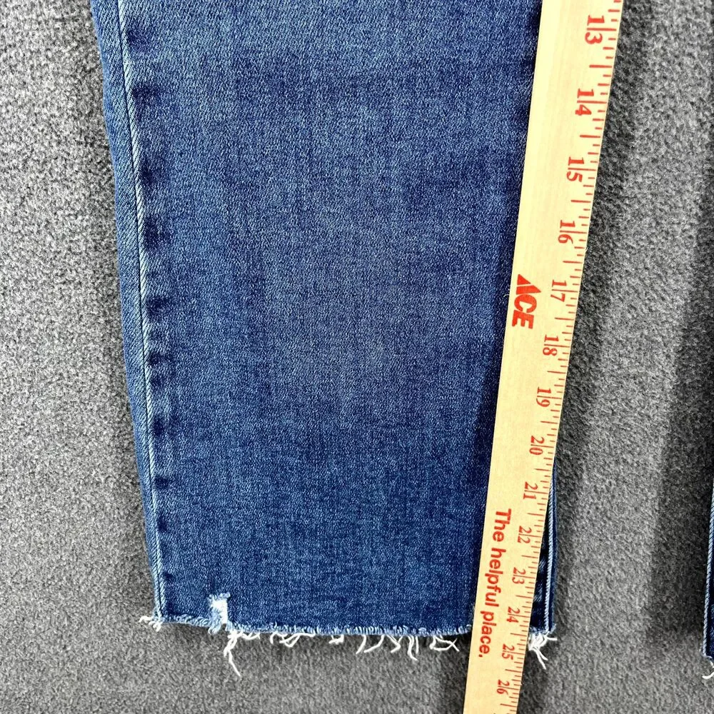 JBD Jeans Y2K Womens 26 Blue‎ Frayed Raw Hem Flared Cropped Youth